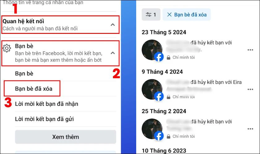 Cách xem danh sách hủy kết bạn Facebook trên điện thoại 