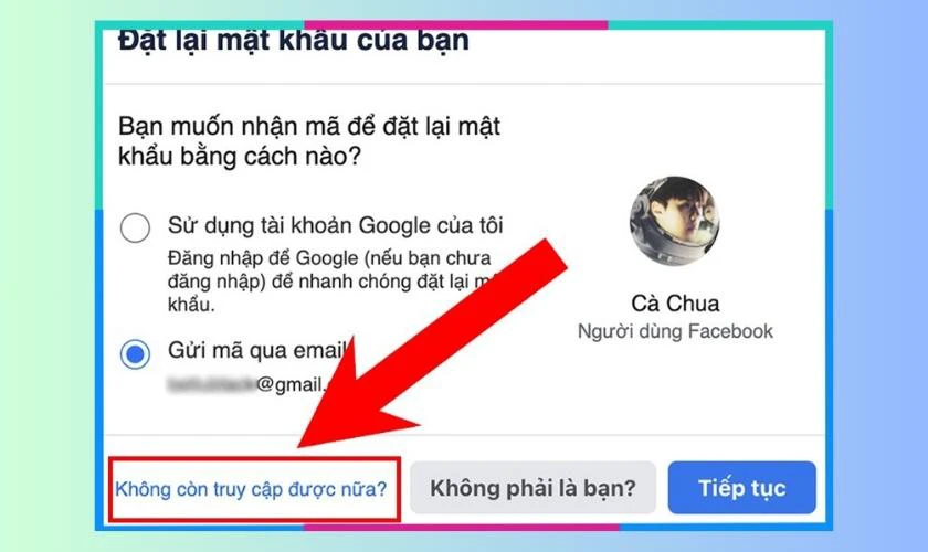 Khi bạn đến trang Đặt lại mật khẩu