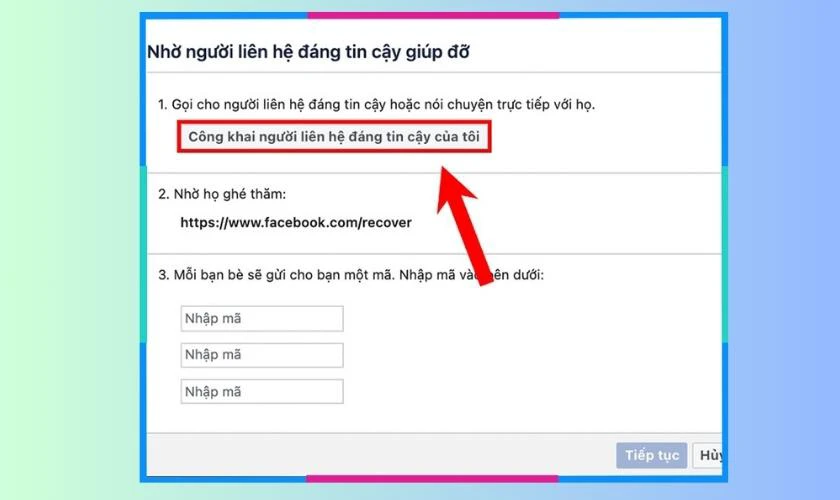 Chọn Công khai các liên hệ tin cậy của tôi