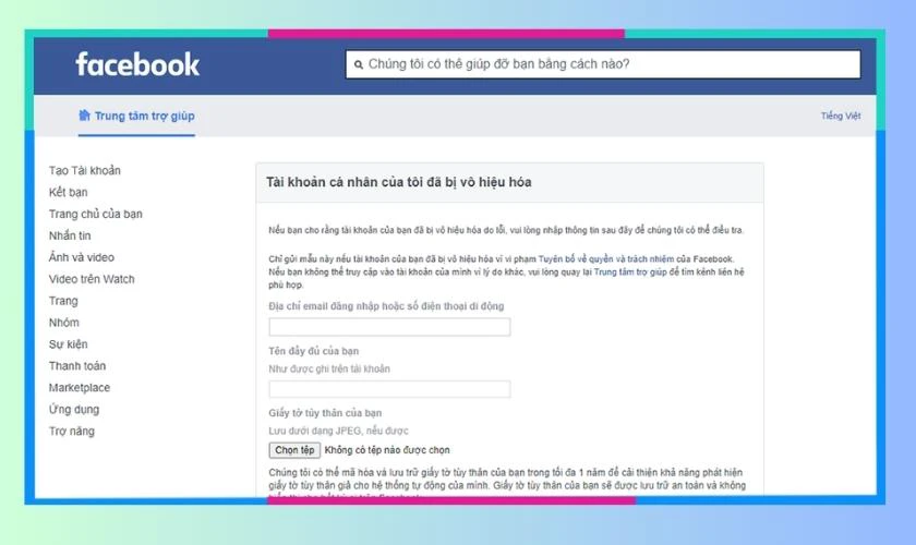 Khôi phục tài khoản Facebook bị xóa vĩnh viễn khi bị báo cáo giả mạo người khác