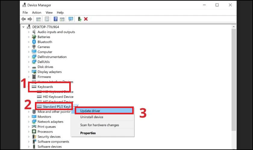 Cài đặt lại driver bàn phím laptop HP