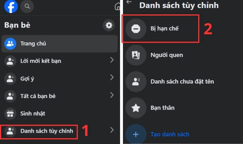 Vào Bị hạn chế