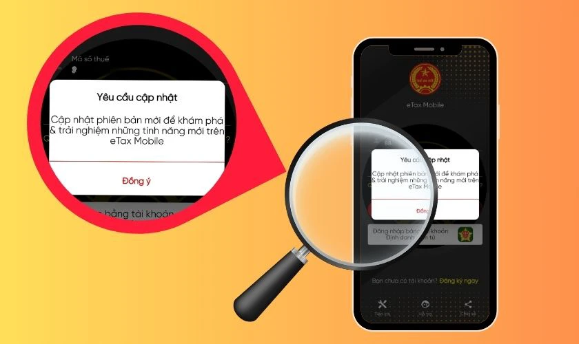 Phiên bản ứng dụng eTax Mobile đã lỗi thời gây lỗi đăng nhập