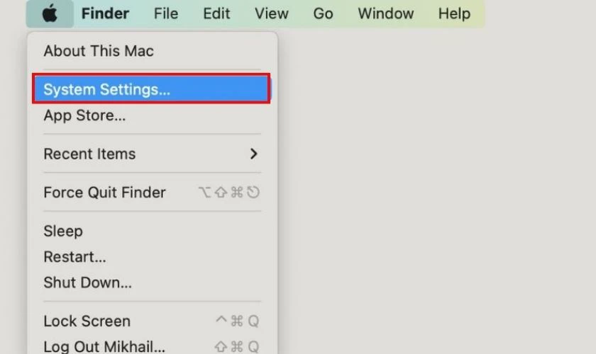 Chọn vào System Settings…