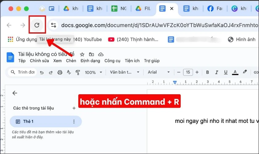 Tải lại trang Google Docs