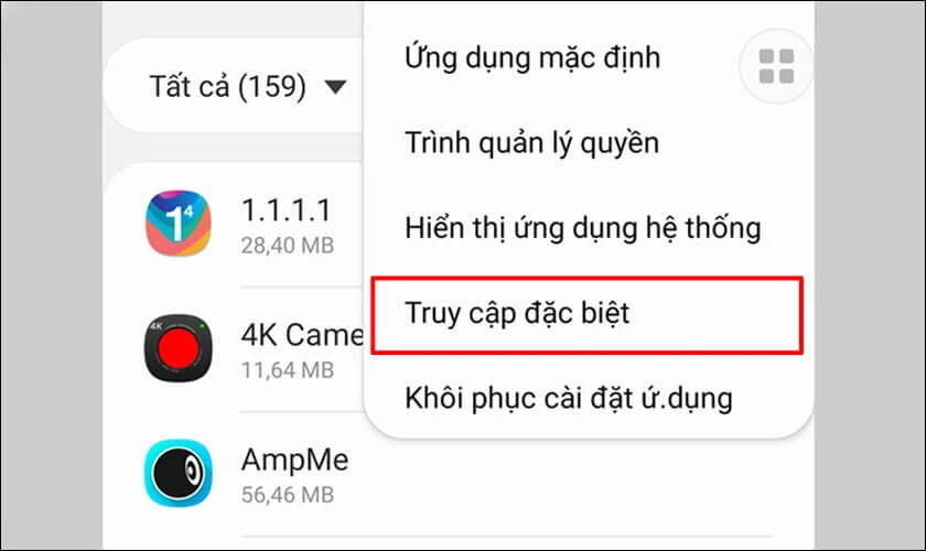 Vào mục truy cập đặc biệt để thực hiện kích hoạt dịch vụ