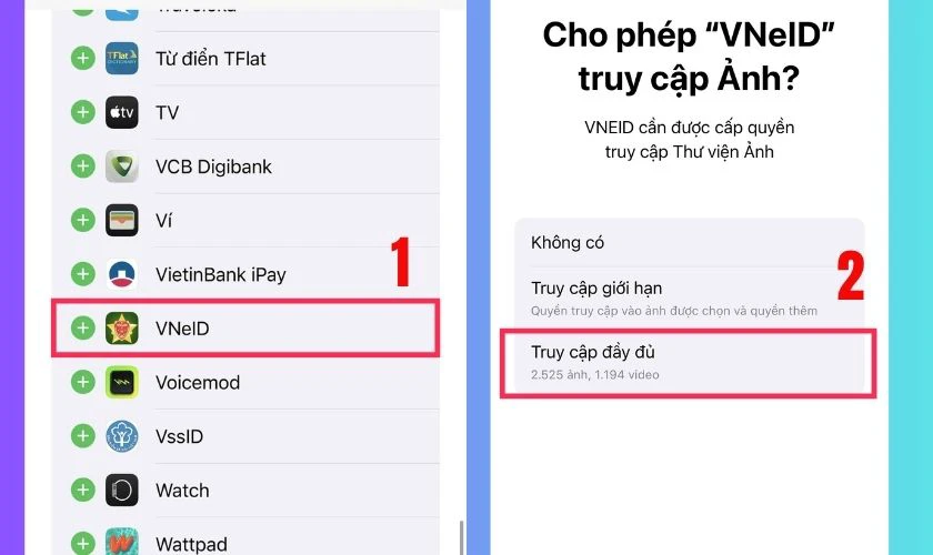 Tắt giới hạn truy cập ứng dụng trong Cài đặt