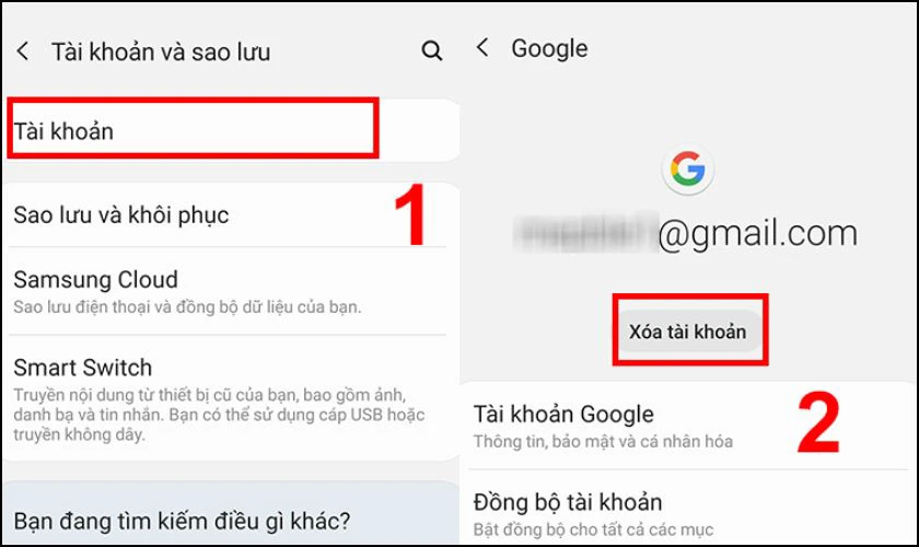 Tạm thời gỡ tài khoản Google