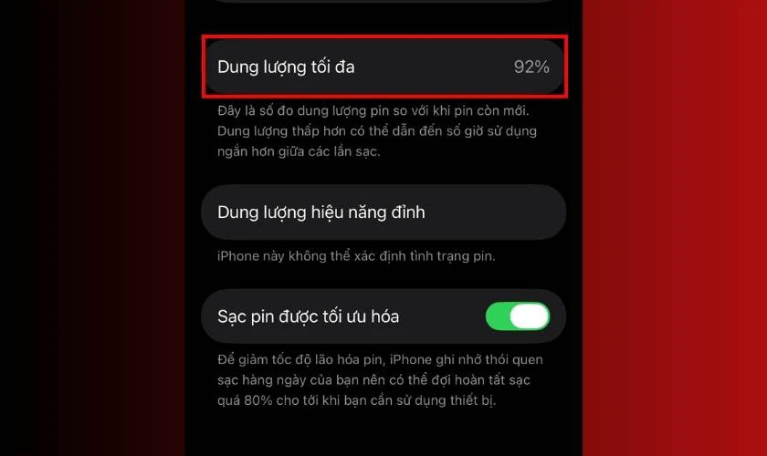 Kiểm tra dung lượng tối đa của pin