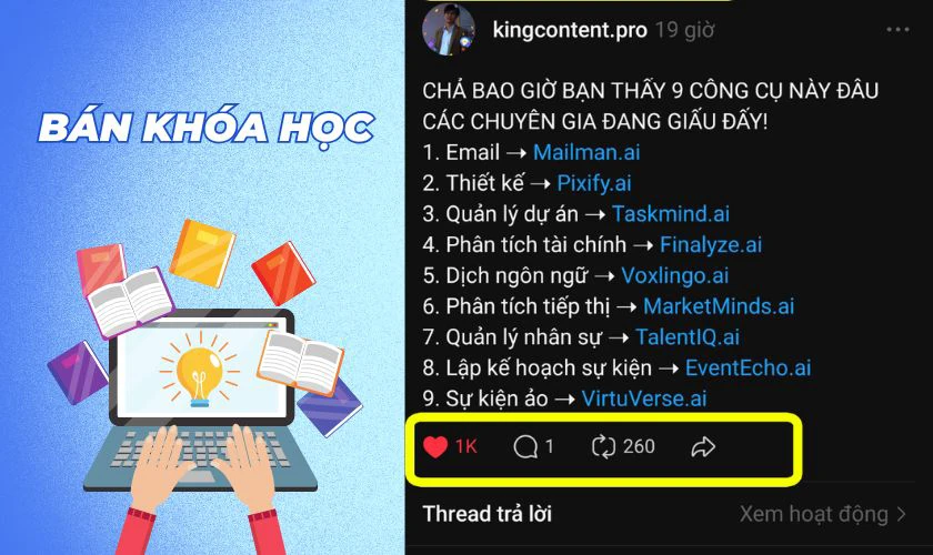 Quảng bá sản phẩm/dịch vụ riêng
