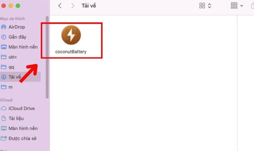 Mở phần mềm Coconut Battery trên Macbook