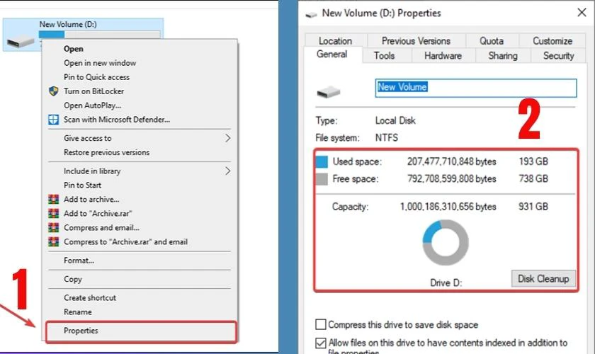 Xem qua Properties