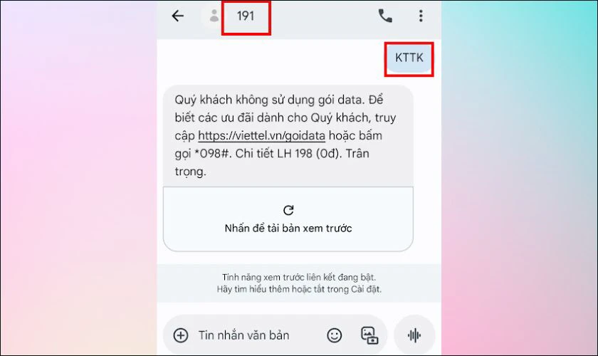 Kiểm tra gói cước Viettel bằng tin nhắn SMS