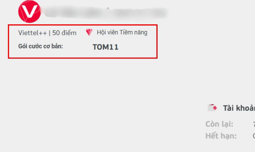 Xem các thông tin bạn cần như: gói cước, ngày hết hạn,...