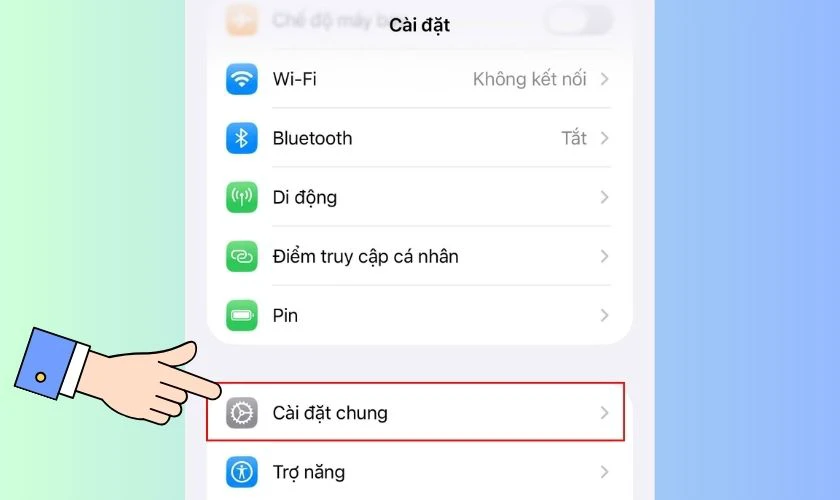 Vào Cài đặt chung