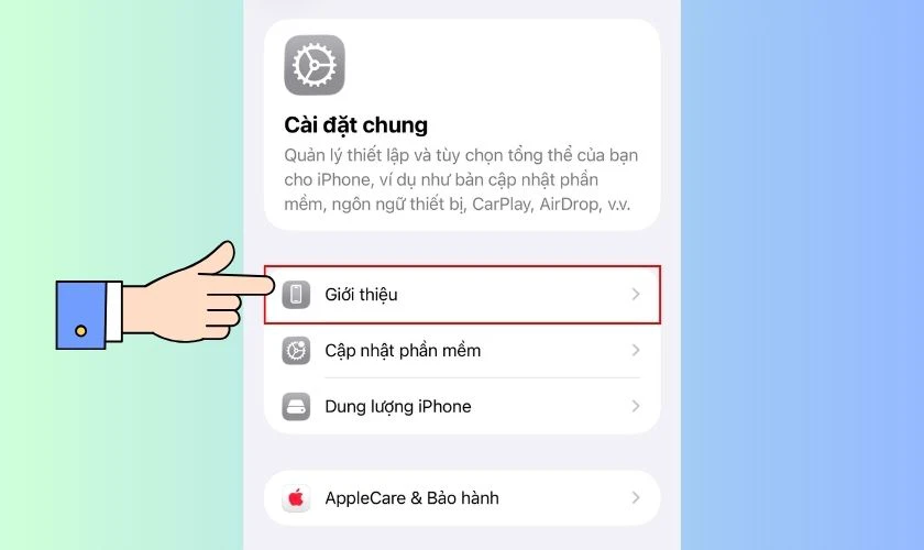 Vào mục Giới thiệu
