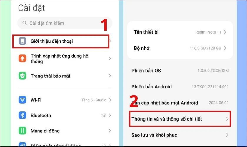 Kiểm tra IMEI trong mục Cài đặt