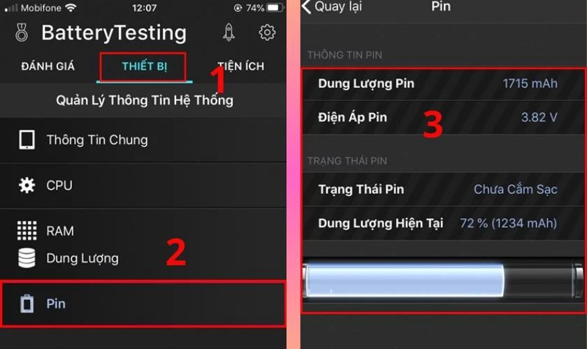 Kiểm tra pin iPhone bằng app Battery Testing