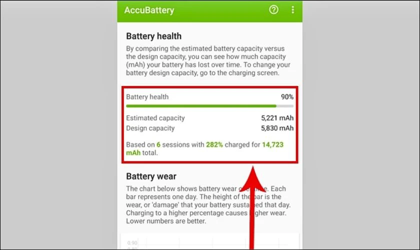 Ứng dụng sẽ hiển thị tình trạng sức khỏe của pin Vsmart