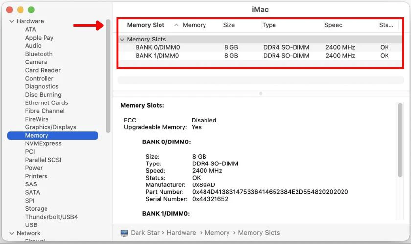 Hệ thống hiển thị số khe RAM