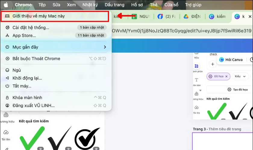 Chọn About This Mac