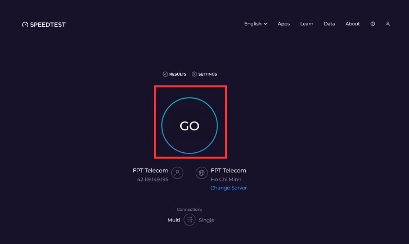 Kiểm tra tốc độ wifi trên máy tính bằng SpeedTest.net