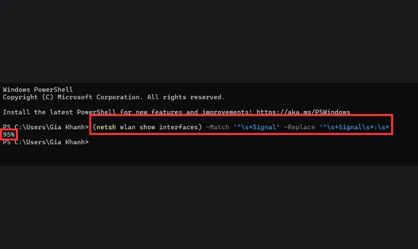 Cách kiểm tra cường độ tín hiệu Wifi bằng PowerShell nhanh