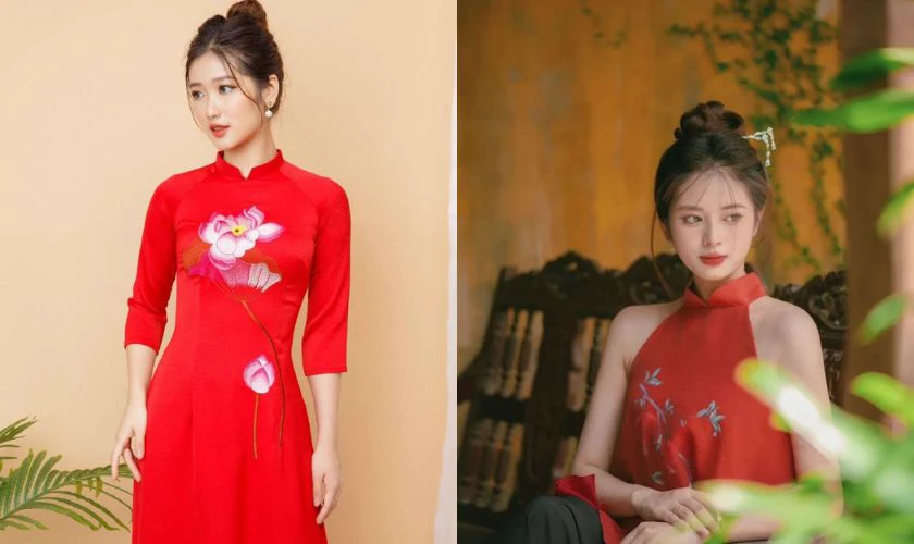 Kiểu tóc mặc áo dài 2026 cho mặt trái xoan - Tóc búi cao