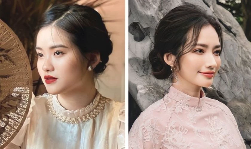 Kiểu tóc mặc áo dài phù hợp mọi dáng mặt