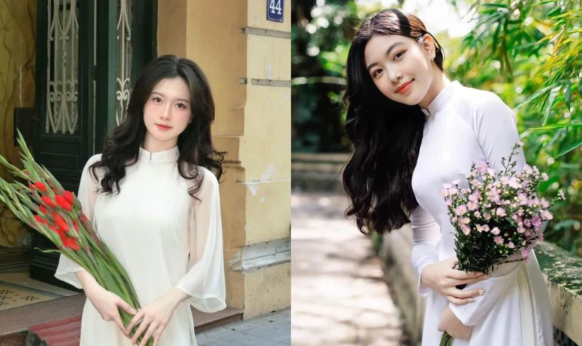 Kiểu tóc mặc áo dài 2026 cho mặt tròn - Tóc uốn xoăn lơi nhẹ