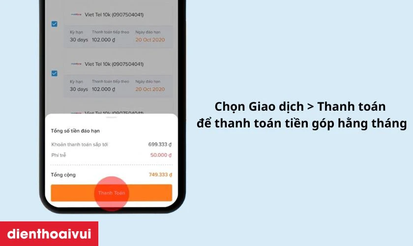 Giao dịch trên Kredivo