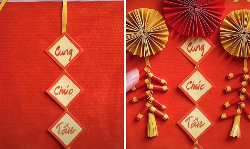 Cách làm thiệp chúc Tết thủ công bằng giấy cuốn đẹp