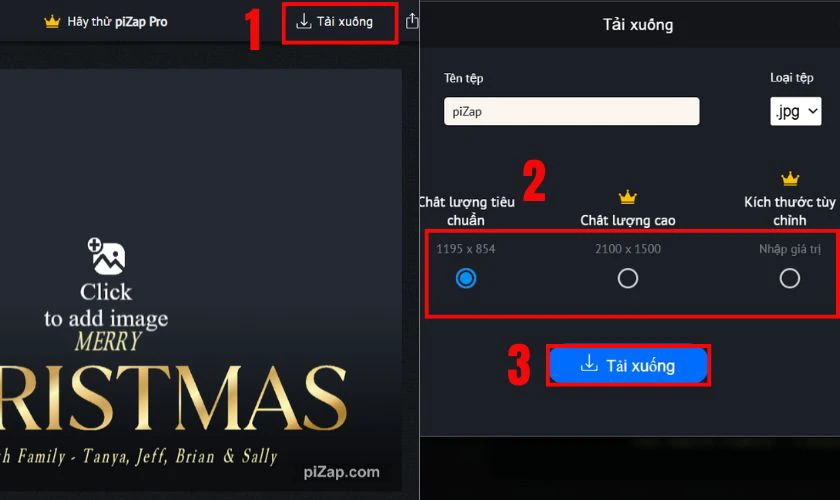 Chọn vào mục Tải xuống để tải ảnh về máy