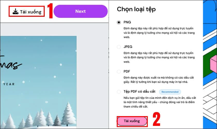 Nhấn vào mục Tải xuống