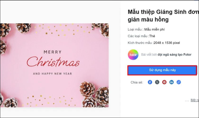 Chọn vào Sử dụng mẫu này