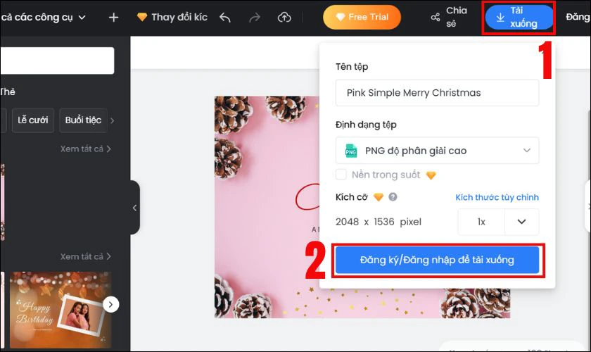 Tải ảnh về bằng cách chọn mục Tải xuống