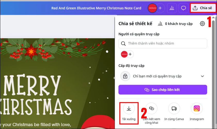 Bấm chọn vào mục Chia sẻ và chọn tiếp tục vào mục Tải xuống