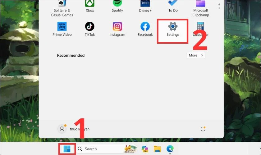 Làm trong suốt thanh taskbar qua phần Cài đặt trên Win 11