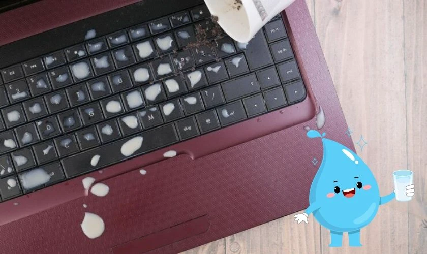 Do bàn phím bị tiếp xúc với nước gây lỗi kẹt, liệt phím laptop