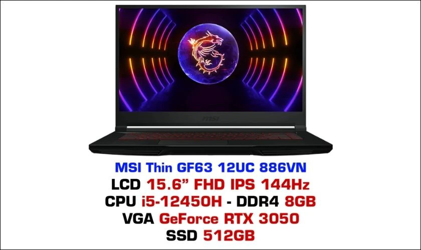Laptop MSI Gaming GF63 THIN 12UC-1006VN - 16.990.000 đ