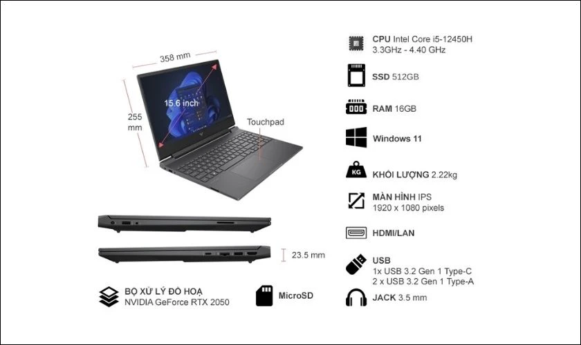 Laptop HP Gaming Victus 15-FA1139TX 8Y6W3PA - 16.790.000 đ