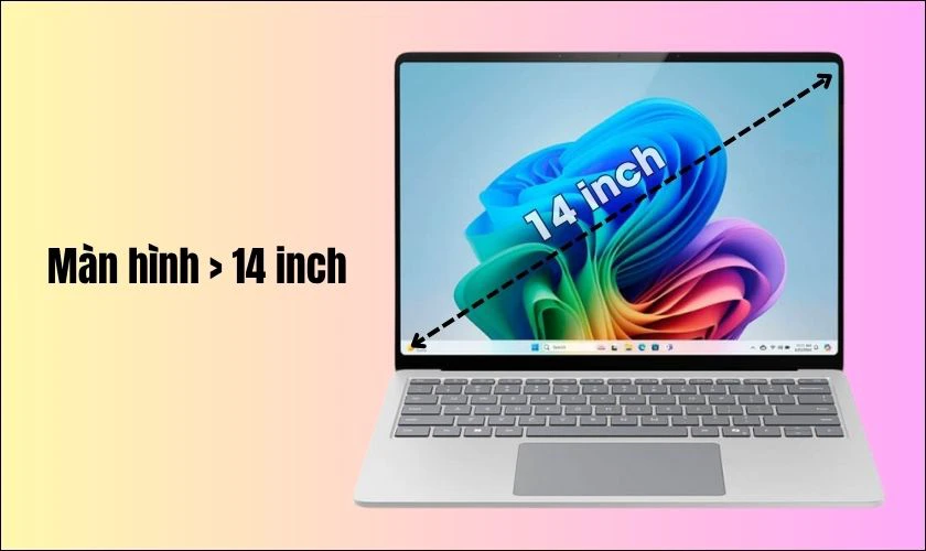 Kích thước màn hình từ 14 inch trở lên giúp hiển thị rõ ràng và thoải mái khi thao tác