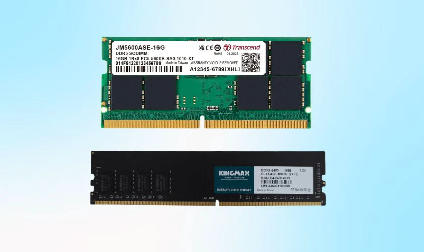 Dung lượng RAM 8GB DDR4 hoặc DDR5 là mức tối thiểu để học tập, chơi game nhẹ