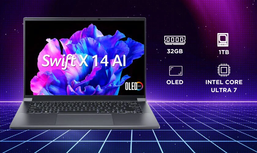 Acer Swift X 14 AI sở hữu bộ vi xử lý Intel Core Ultra cùng GPU mạnh