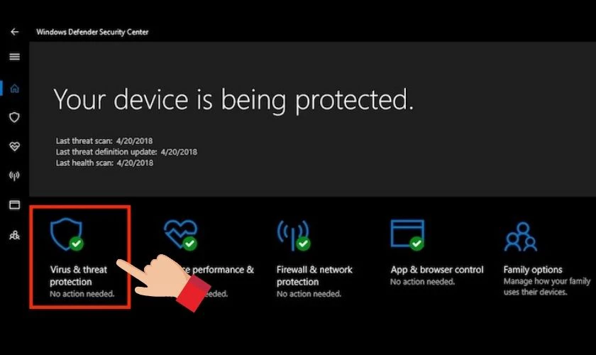 Bấm chọn tiếp vào Virus & threat protection