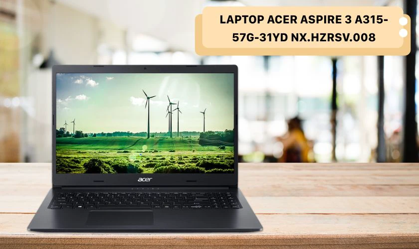 Acer Aspire 3 A315-57G-31YD sở hữu thiết kế tinh gọn với lớp vỏ nhựa bền nhẹ