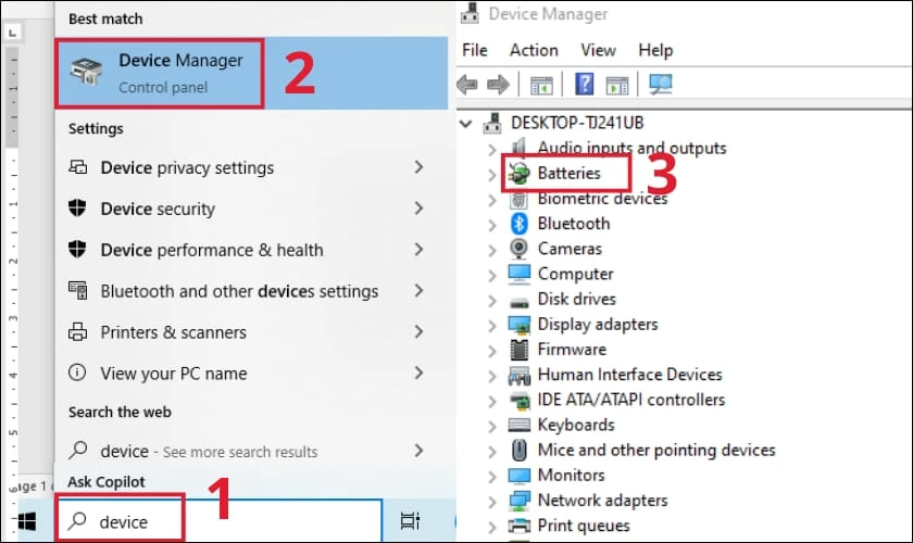 Mở Device Manager