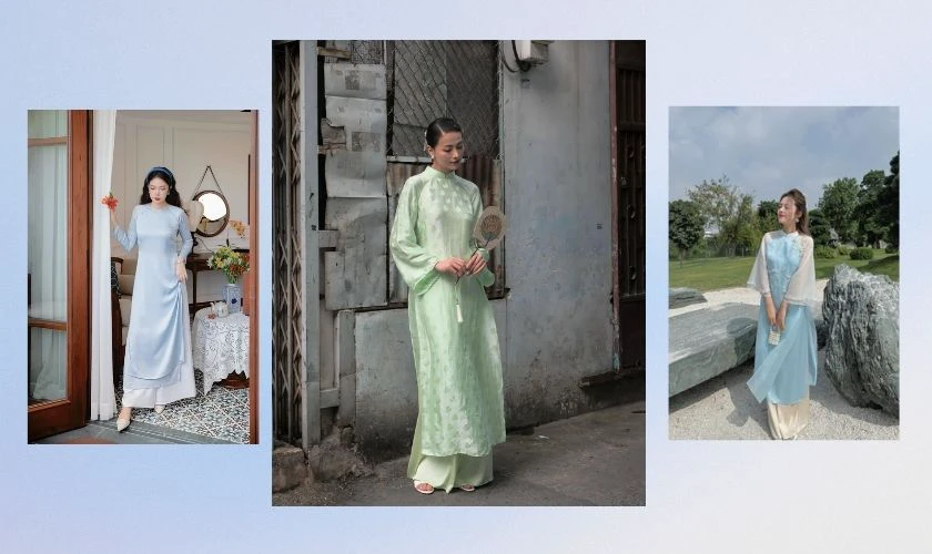 Lễ Phục Sinh mặc áo dài màu gì 2026 - Màu xanh nhạt