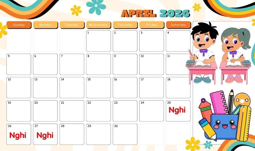 Lịch nghỉ Giỗ Tổ Hùng Vương của học sinh