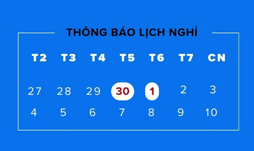 Lịch nghỉ lễ 30/4 ngân hàng VIB năm nay